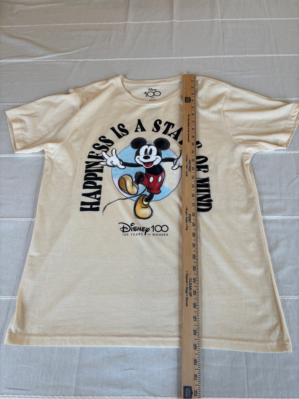 Disney Cream Mickey Mouse 'Happiness Is A State Of Mind' Kids Tee - Picture 5 of 5
